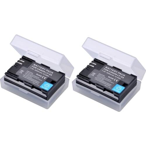 2x2650mAh bateria LP-E6 LP-E6N lpe6 LP E6 E6N Camera battery for Canon LP-E6 EOS 5DS 5D Mark II Mark III 6D 7D 60D 60Da 70D 80D