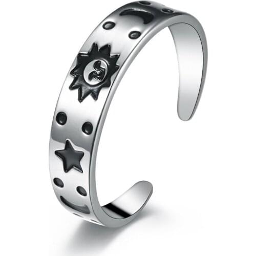 Free Shipping New Arrival Enamel Star Smiley Ring For Unisex Women Man Stainless Steel Puck Street Style Adjustable Open Rings