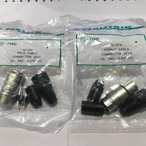 FOR brand connector NC3MX &NC3FX Male et femelle Un ensemble 3 core cable connector with nickel plated shell and silver plated