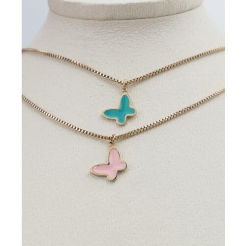Colour Butterfly 2020 fashion popular electrocardiogram pendant necklace women love shape necklace jewelry steel accessories