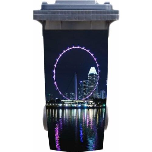 DIY lighting Ferris wheel Adhesive Removable Waterproof Sticker Decals Rubbish bin trash can Cover sticker 120liter 240liter