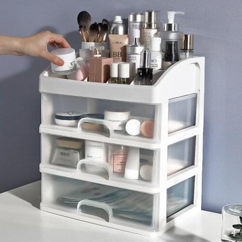 Double-layer Plastic Cosmetic Storage Box Desktop Storage Box Drawer Office Makeup Lipstick Organizer Bathroom Organizer Rack