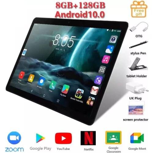 10.1 Inch Octa Core Tablet Pc Android 9.0 Play Store Dual 4G LTE Phone Call 8GB/128GB Calling Tab 2.5D Screen 10 Inch Tablets