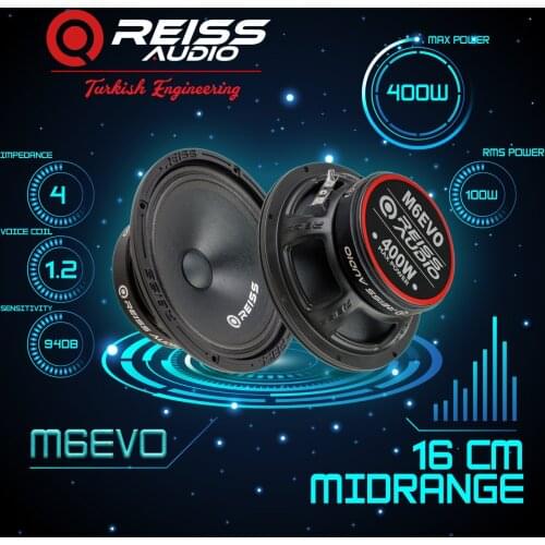 16CM MIDRANGE SPEAKER 100RMS 400W MAX POWER 4 OHM 2 PIECES IN THE BOX RS-M6EVO
