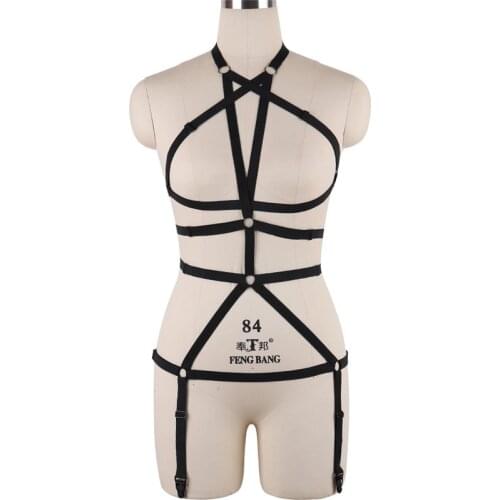 JLX.HARNESS SET BDSM Bondage Sexy Costumes Lingerie Black underwear women Fetish Tops Cage Breast Bra harness gothic bra