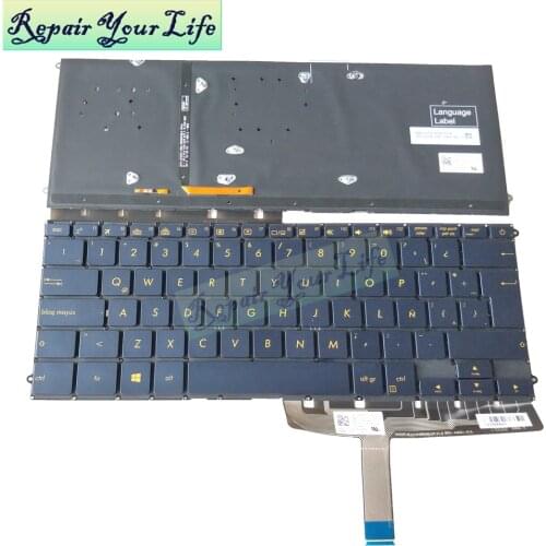 LA laptop keyboard for ASUS ZenBook 3 Deluxe UX490 UX490CA UX490UA latin blue yellow key with 0KNB0 D632LA00 86720 29A backlight