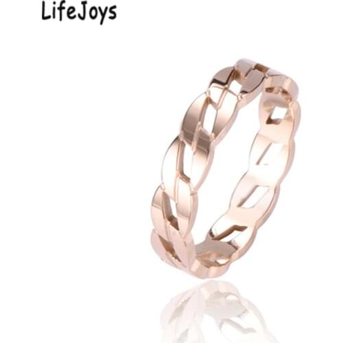 4mm Fashion Chain Ring Woman Men Jewelry Stainless Steel Hollow Cuban Chains Shape Design Rings Hip Hop Rose Gold Silver Color
