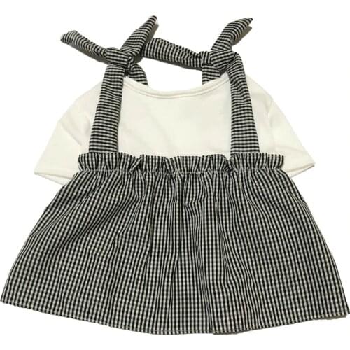 Fashion Dog Dress for Small Medium Dogs Bee Embroidery Dog Skirt French Bulldog Clothes Plaid Pets Costumes A168