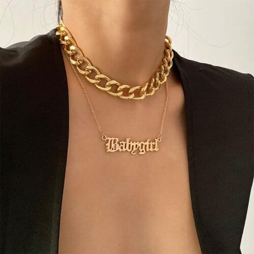Docona Fashion Custom Name Alloy Necklaces Letter Gold Pendant Necklace for Women 2020 New Designed Jewelry Accessories 16720