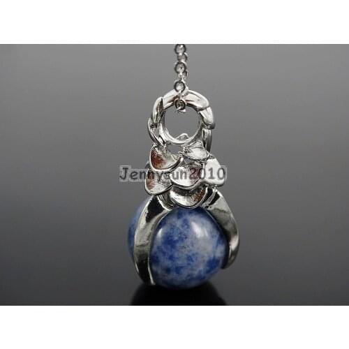 Natural Blue Spot Gems Stone Round Ball Eagle Claw Falcon Talons Pendant Charm Beads Jewelry Design 10Pcs/Pack