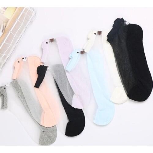 Novelty Woman 3D Ankle Socks Female Cute Bear Cartoon Cool Meias Girls Youth Hosiery Low Cut Kawaii Calcetines 5 Pairs/Lot