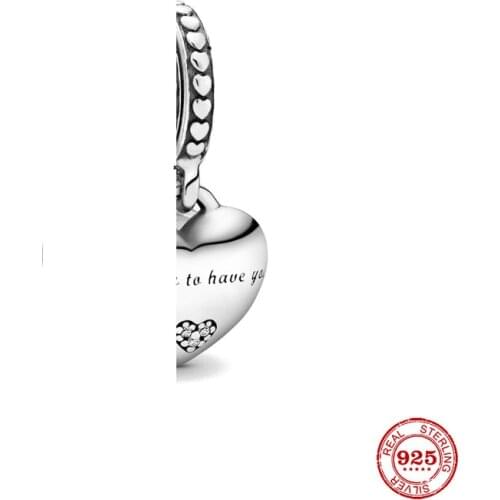 New Original Silver Color Daughter & Mother in Law Split Dangle Charm Fit European Pandora Charms Bracelet Bangles P547