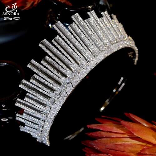 New Baroque Crystal Bridal Headdress Retro European Crown Beauty Pageant Crown ASNORA CZ Wedding Hair Accessories A01073