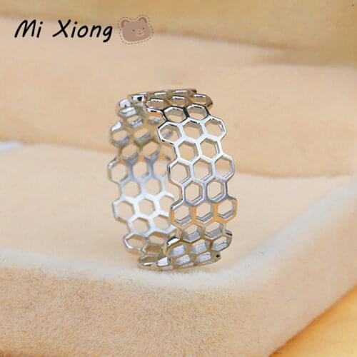 Mi Xiong s925 sterling silver unique craft honeycomb shape ring designer original exquisite elegance charm lady brand jewelry