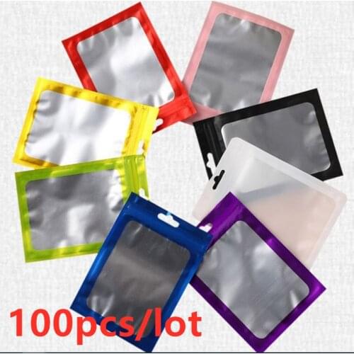9 sizes 8colours 100pcs Heat Seal Aluminum Foil Zip lock Bag Clear Package Mylar Bag Retail Resealable Plastic Zip Bags