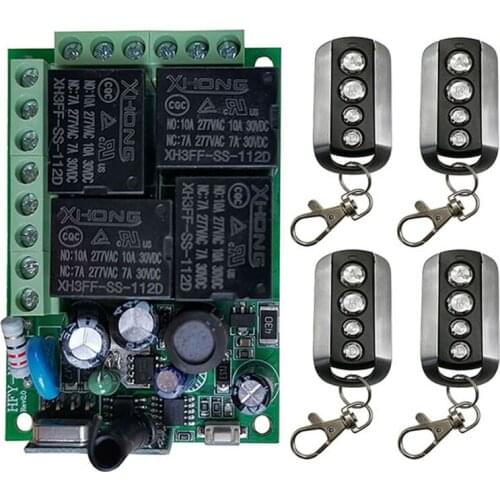 Remote Control 433Mhz 220V 4CH 10A rf Switch Relay Receiver and Transmitter for Garage Remote Control and Remote Light Switch