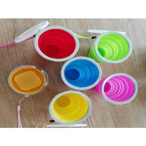 50pcs/lot 200mL Vogue Outdoor Travel Silicone Retractable Folding Telescopic Collapsible Folding Water Cup