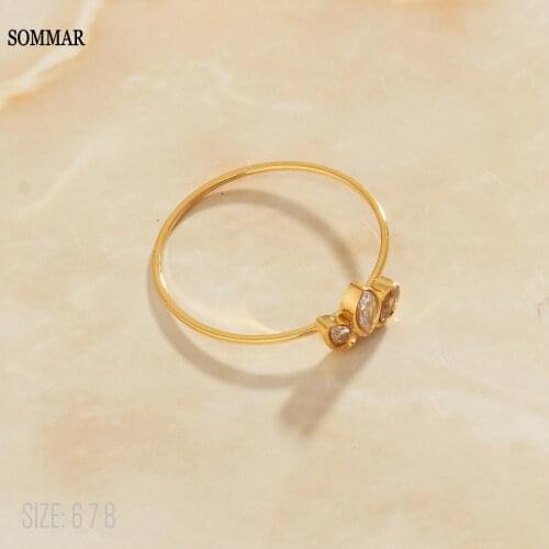 SOMMAR gifts Gold color size 6 7 8 female finger Ring Cordon BLEU ring men Engagement Jewelry Accessories
