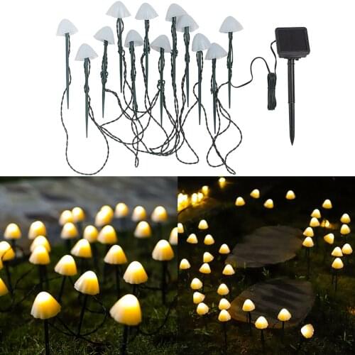 LED Solar Light Mushroom String Light Waterproof Outdoor Garden Lawn Stakes Lamps Yard Art for Home Courtyard Decoration