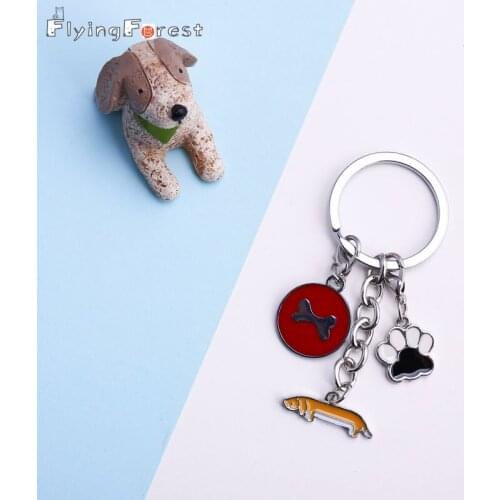 Dachshund Dog Chain Key Ring Women Gift Girl Bag Charm Keychain Pendant DIY Car Keyring Animal Key Chain Lobster Clasp Tag Key