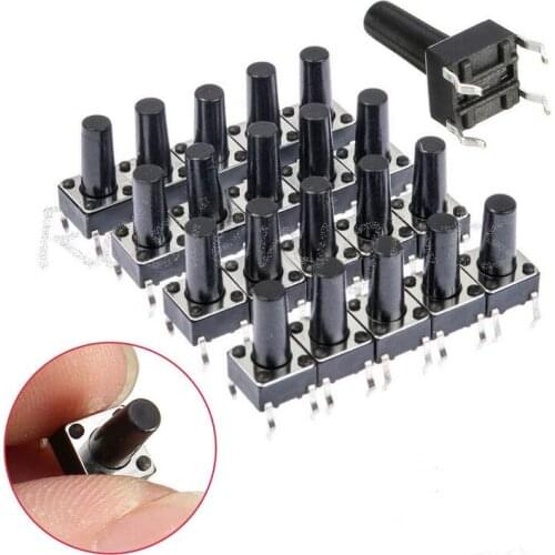 50pcs/lot 6x6x12MM 4PIN G95 Tactile Tact Push Button Micro Switch Direct Self-Reset DIP Top Copper Russia