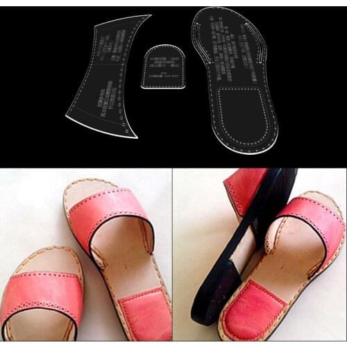 Slippers Leather Pattern Homehold Small Sandals Leather Drawings DIY Handmade Leather Bags Tools Acrylic Template