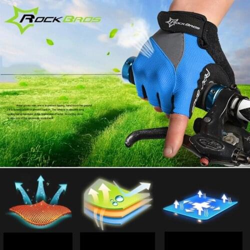 ROCKBROS Cycling Gloves Summer Fingerless Breathable Bicycle Half Finger Riding Gloves MTB Mountain Bicycle Sports Equipment