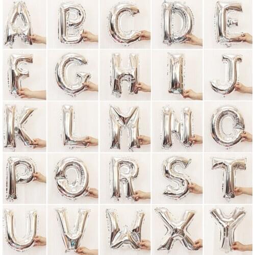16 inch silver letter balloon aluminum foil light balloon letter party birthday party decoration wedding balloons