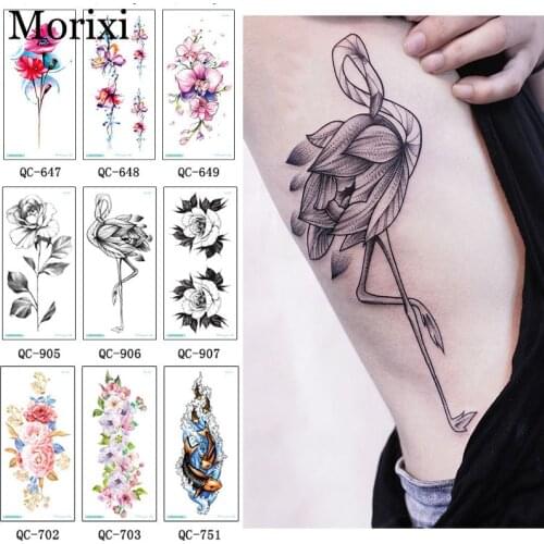 Bright beautiful temporary tattoo sticker 21*10cm water transfer paper flower birds pattern DIY body fake tattoo sticker RA013
