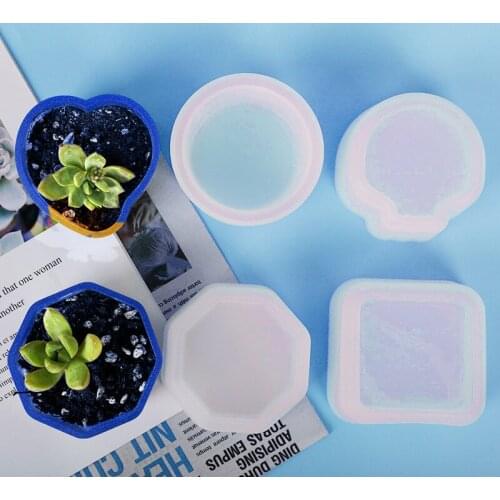 Mirror Epoxy Resin Succulent Flowerpot Epoxy Mold Storage Box Jewelry Box Silicone Model Handmade Diy New Product