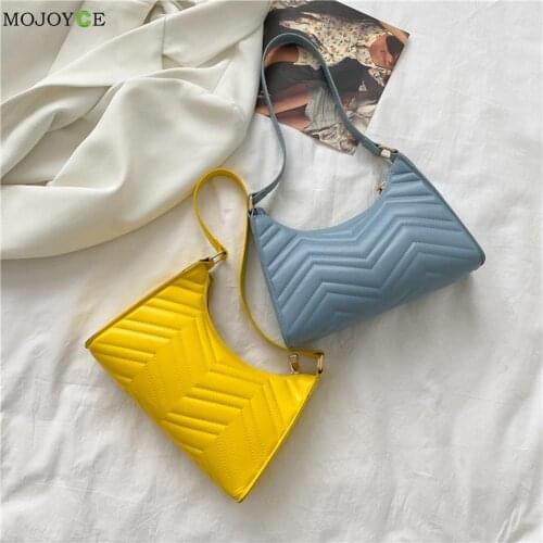 Fashion Women Solid Color PU Leather Shoulder Hobos Underarm Bag Casual Ladies Small Top-handle Handbags Purse