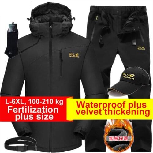 Winter ski suit men Fleece liner Hiking jacket & Hiking Pants Outdoor Windproof waterproof coat Thermal mountaineering clothes