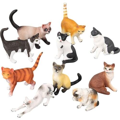 10 Kidns Soft Rubber Toys Simulation Cat Figure Collectible Toys Cat Animal Action Figures Kids