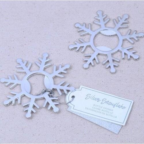 10 pieces/lot)Wedding Favors And Gifts Souvenirs Silver Metal Snowflake Bottle Opener Event Party Supplies BO040