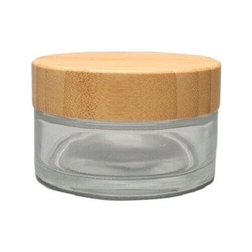 100G 10pcs/lot Empty Glass Cosmetic Cream Jar with Bamboo Cap, DIY High Class Bamboo Facial Cream Case, Cosmetic Container