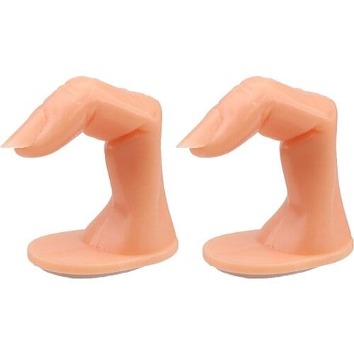 2pcs Nail Art Practice Fingers False Nail Polish Training Tool with Nail Tip Manicure Practice Fake Finger Hand Display Tool
