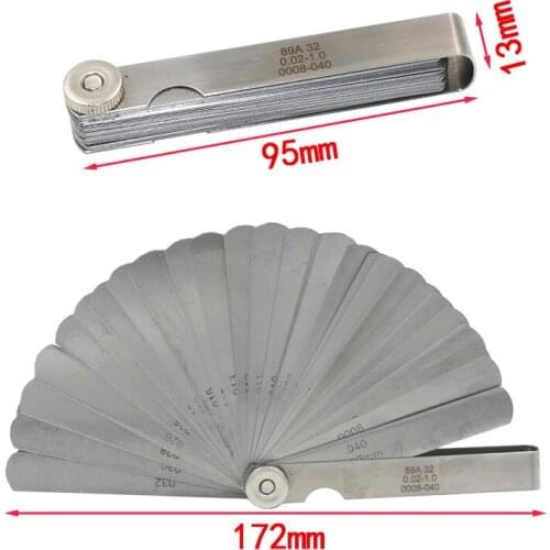 32 Blades Feeler Gauge Metric Gap Filler 0.02-1MM / 0.0008-0.040 INCH Gage Measurment Tool for Engine Valve Adjustment