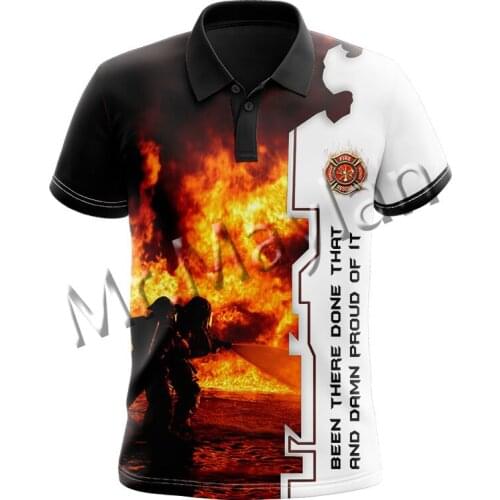 3D Print Fashion Firefighter Colorful Mens Leisure Polo Shirt Unisex Gool Hipsters Streetwears T-shirts Beach Short Tops S-462
