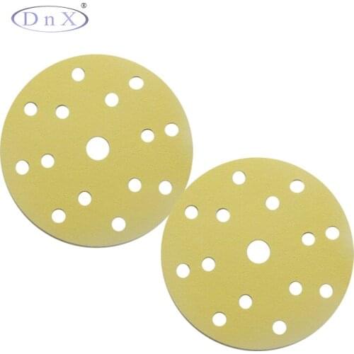 6inch 17hole 120 Grit hook and loop abrasive tools ,Gold,100 pack