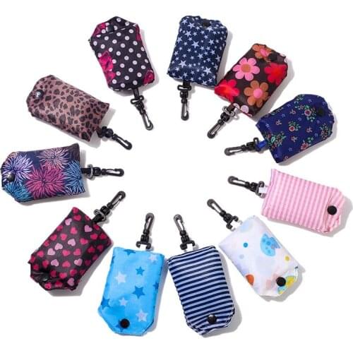 60PCS / LOT Printing Shopping Bag Foldable Green Environmental Storage Bag Reusable Tote Pouch Handbags Random Color