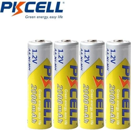 4Pcs PKCELL NI-MH 2000mAh 1.2V AA Rechargeable Battery 2A Bateria Baterias