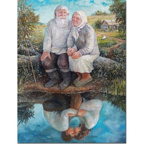Diamond Painting Old Couples full square round drills diamond embroidey cross stitch diamond picture mosaic stones X77