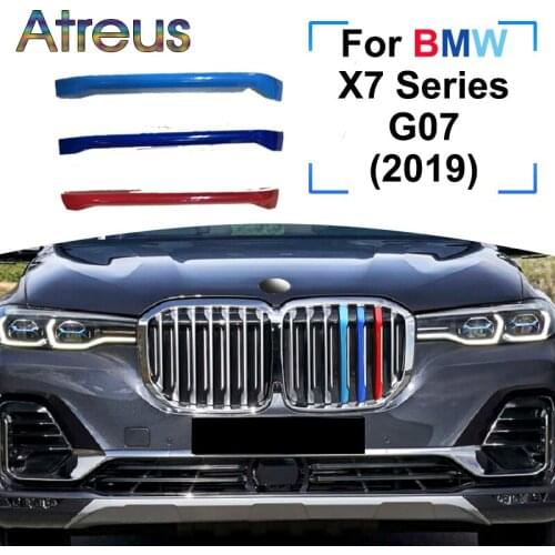 Atreus 3pcs ABS Car Racing Grille Strip Trim Clip For BMW G07 X7 2019 2020 2021 M Power Auto Sticker Accessories