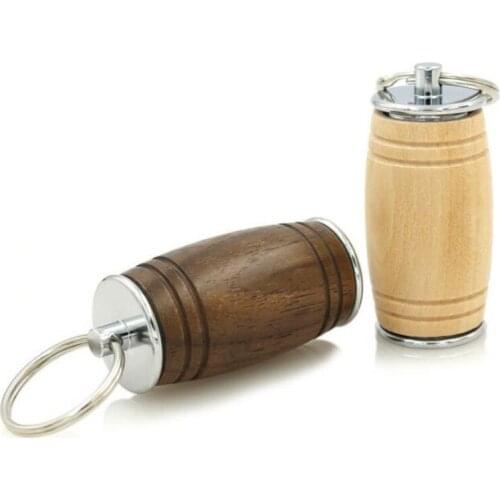 Custom logo of wooden beer barrel USB 2.0 flash drive