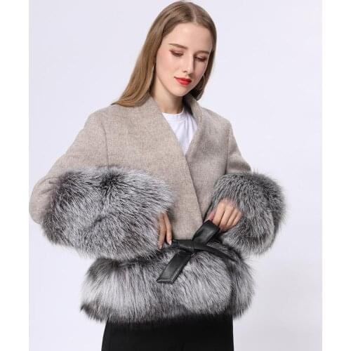 Cashmere Coats With Real Fur New Winter Warm Overcoat Fashion Women High Quality Jacket