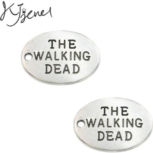 KJjewel Tibetan Silver Plated Walking Dead Charms Pendants fit Bracelet Necklace Jewelry Making Findings Accessories DIY 24x17mm