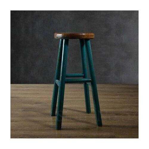 American Loft Coffee Solid Wood Bar Chair Old Elm Bar Chair Solid Wood Bar Stool High Tea Bar Stool