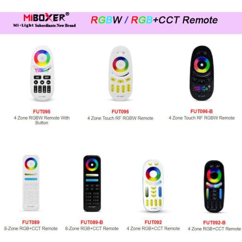 Miboxer 2.4G RGBW / RGB+CCT LED Light Controller 4-Zone 8-Zone Wireless Remote Milight 3V Dimmer Bulb Lamp Switch FUT092