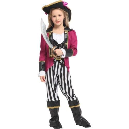 Halloween Girls Pirates of the Caribbean Costume Little Kids Children Carnival Party Pirate Cosplay Fancy Dress Up