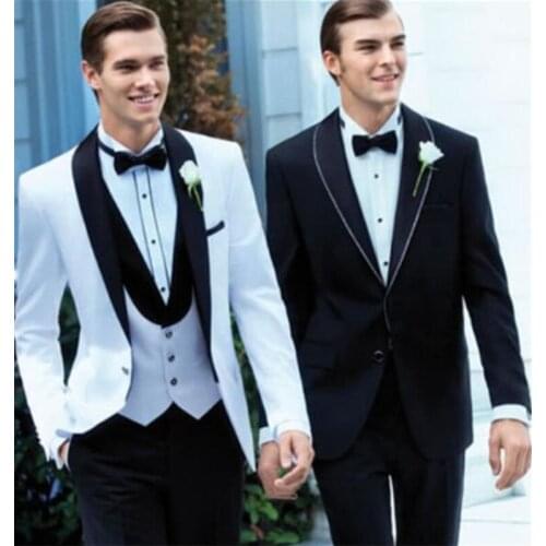 Handsome Groom Wear Tuxedos wedding suits Ivory Three-piece(jacket+pants+vest+bow tie) party Prom Suit